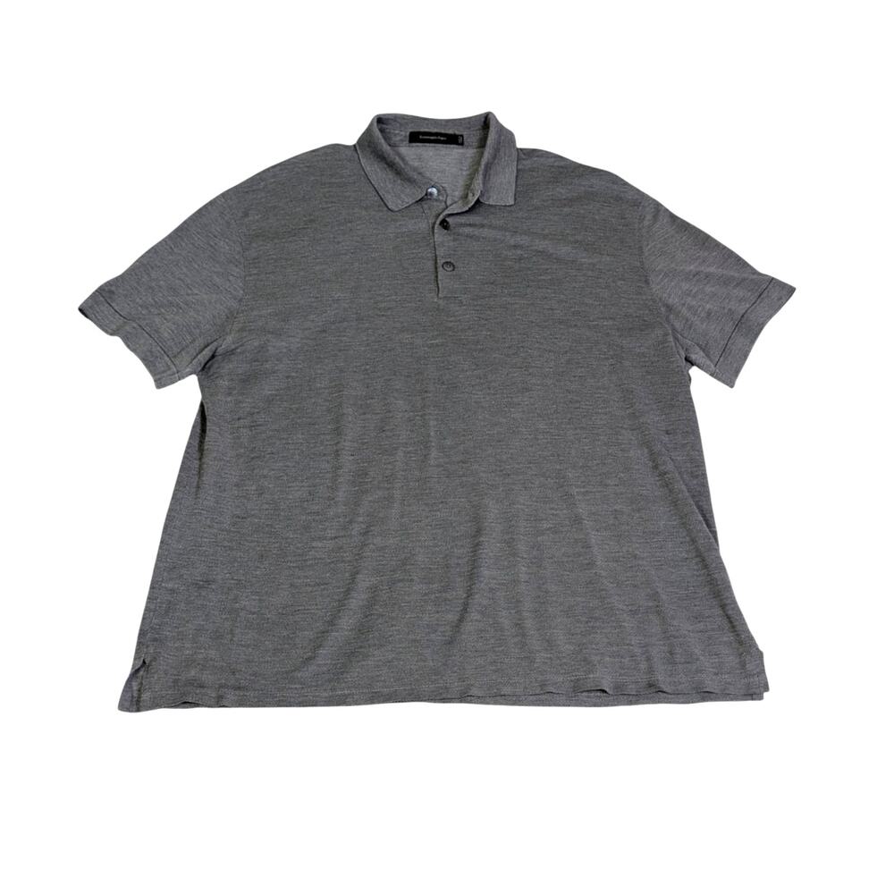 Ermenegildo Zegna Gray Cotton Silk Polo Shirt XXL 56 Luxury Casual